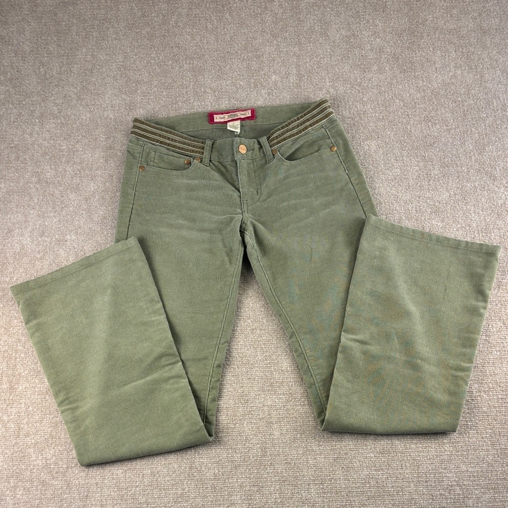 Fossil Women's Olive Green Low Rise Boot Cut 5 Pocket Corduroy Pants Size 4 Used